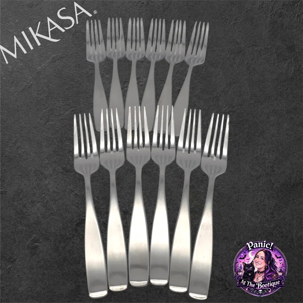 Mikasa Dinner Forks Satin Loft‎ Set of 12 18/10 Stainless Steel Silver Flatware